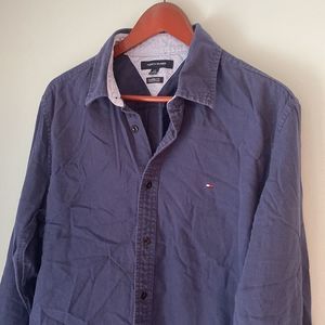 Tommy Hilfiger Custom Fit Navy Dress Shirt Size Large